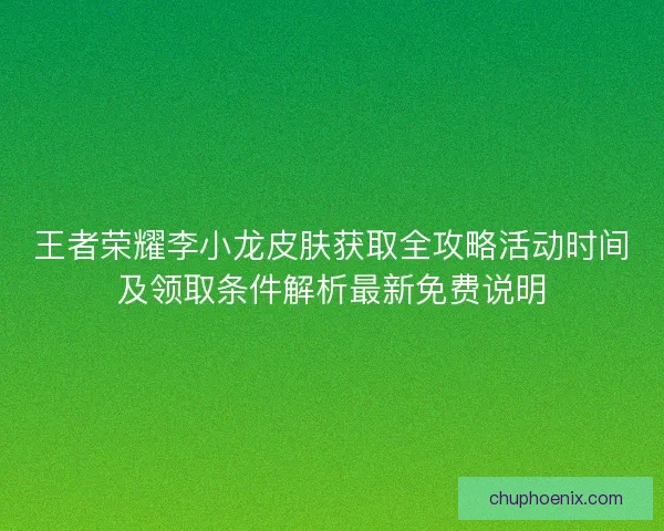 王者荣耀李小龙皮肤获取全攻略活动时间及领取条件解析最新免费说明 王者荣耀李小龙皮肤获取全攻略活动时间及领取条件解析最新免费说明